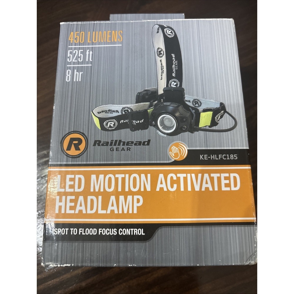RAILHEAD GEAR New KE-HLFC185 Headlamp, LED Motion Activated,450lm 39F123